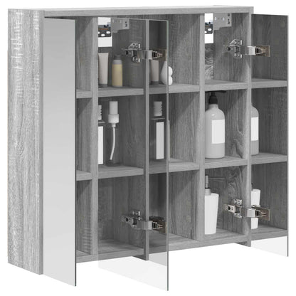 vidaXL Bathroom Mirror Cabinet Grey Sonoma 63.5 x 16 x 62.5 cm