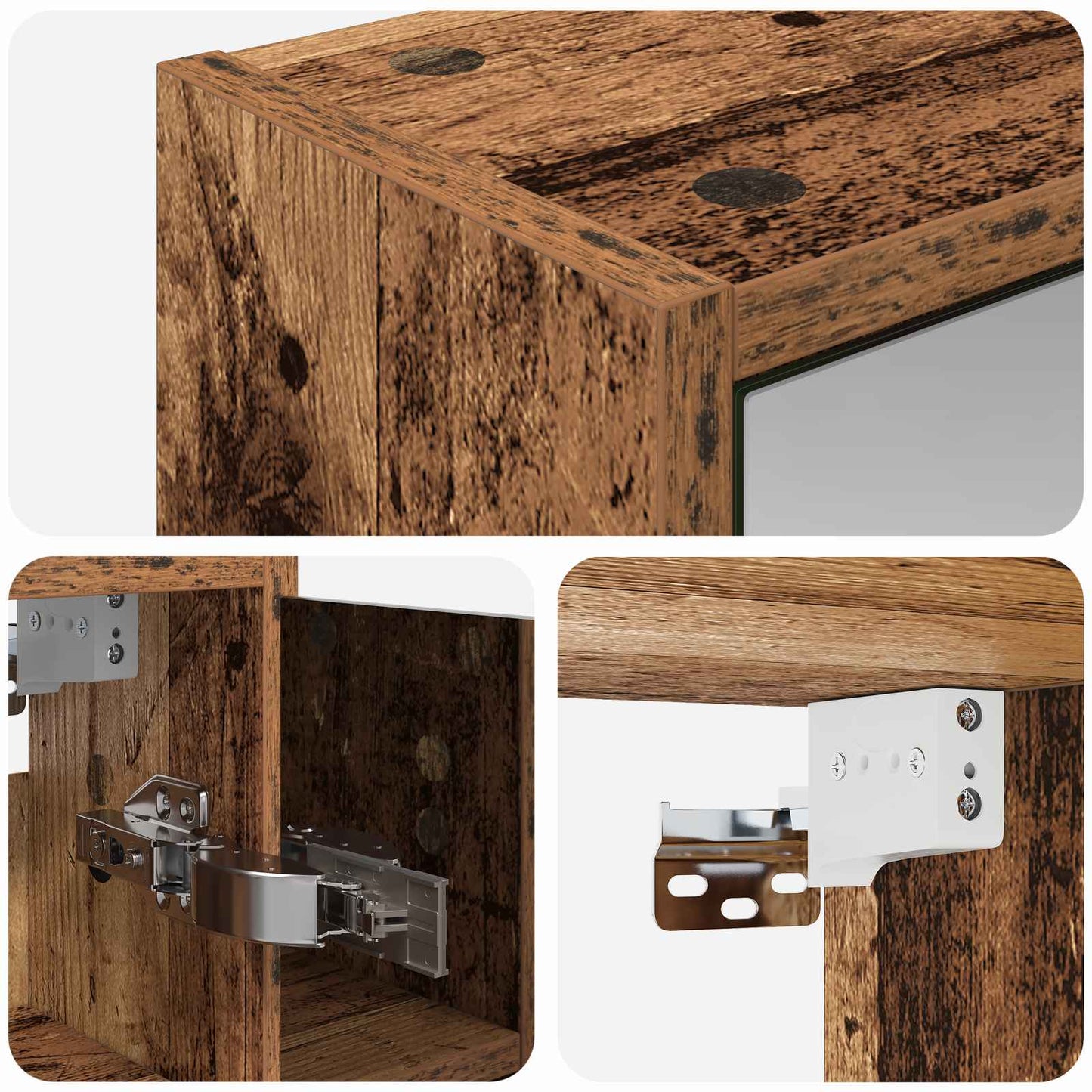 vidaXL Bathroom Mirror Cabinet Old Wood 63.5 x 16 x 62.5 cm