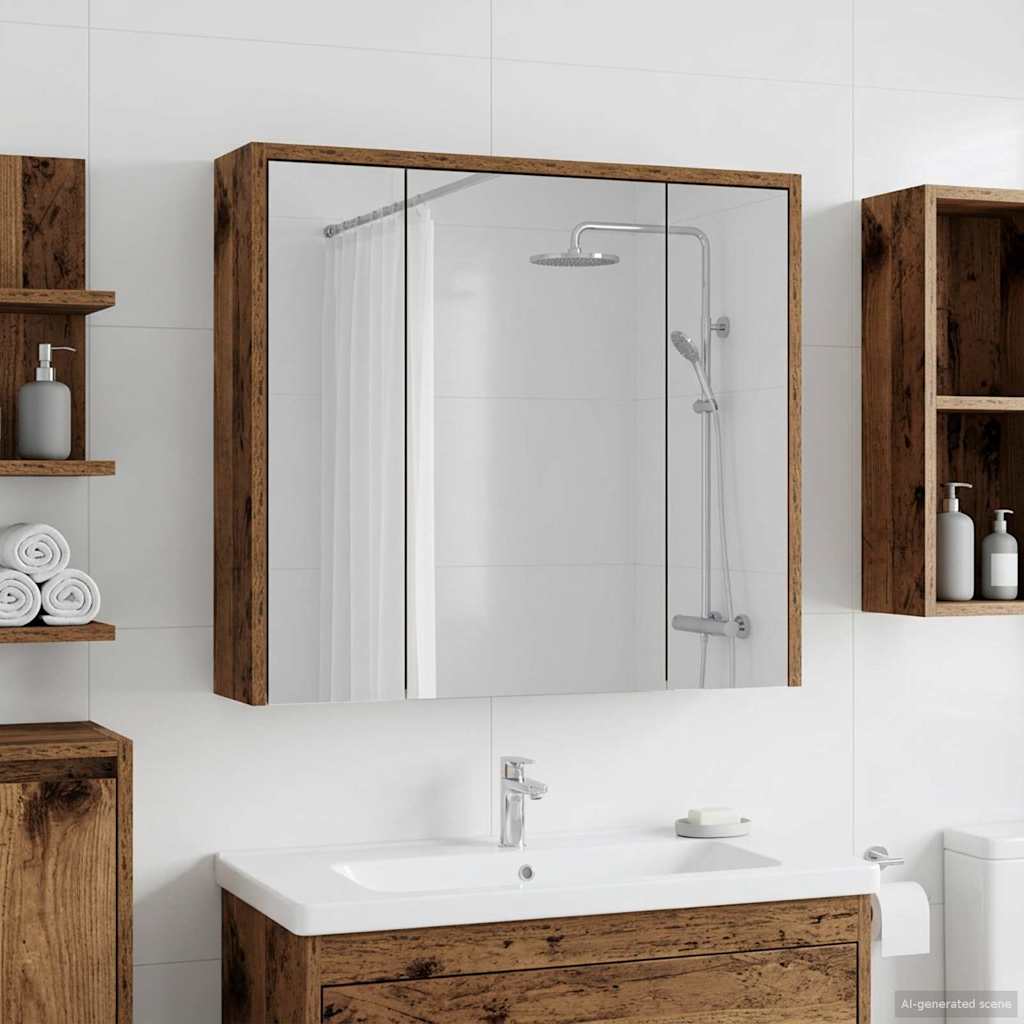 vidaXL Bathroom Mirror Cabinet Old Wood 63.5 x 16 x 62.5 cm