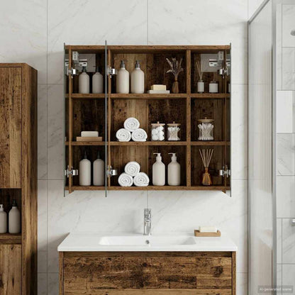 vidaXL Bathroom Mirror Cabinet Old Wood 63.5 x 16 x 62.5 cm