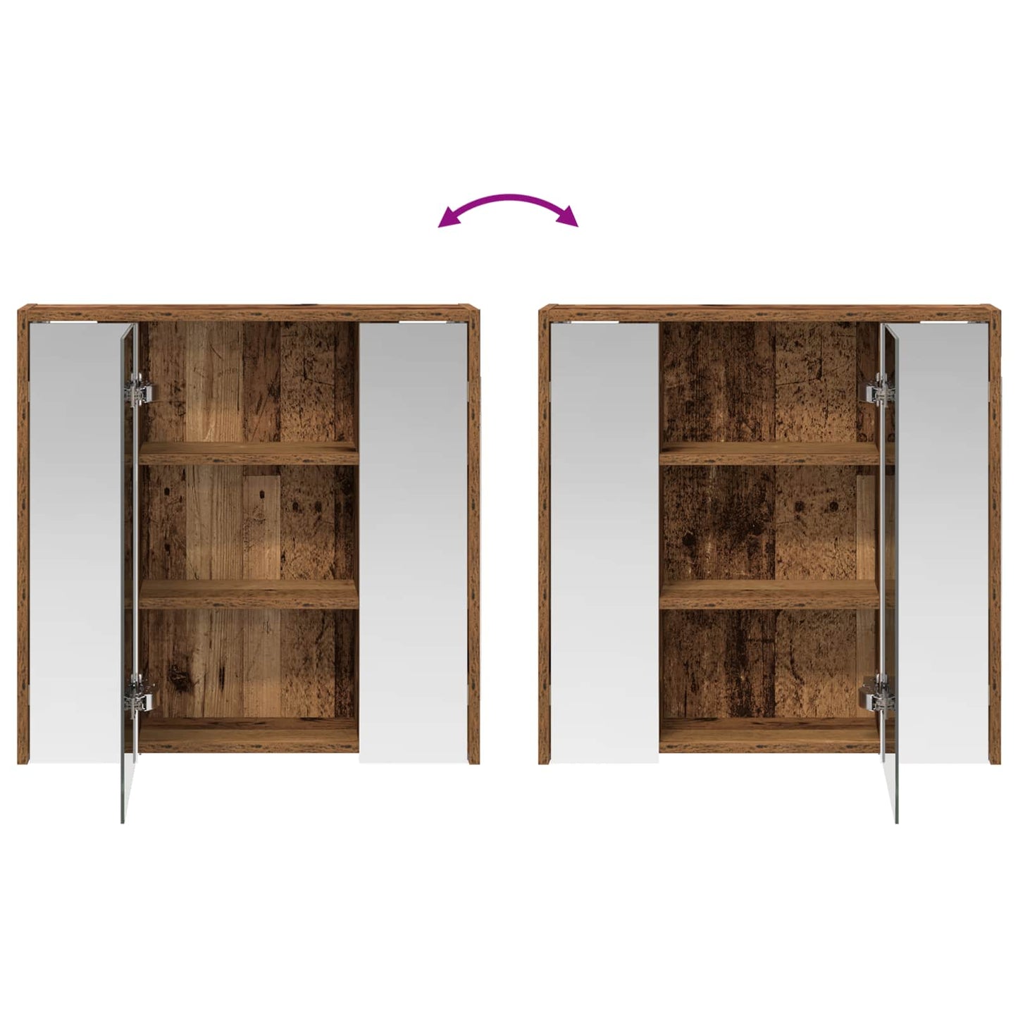 vidaXL Bathroom Mirror Cabinet Old Wood 63.5 x 16 x 62.5 cm