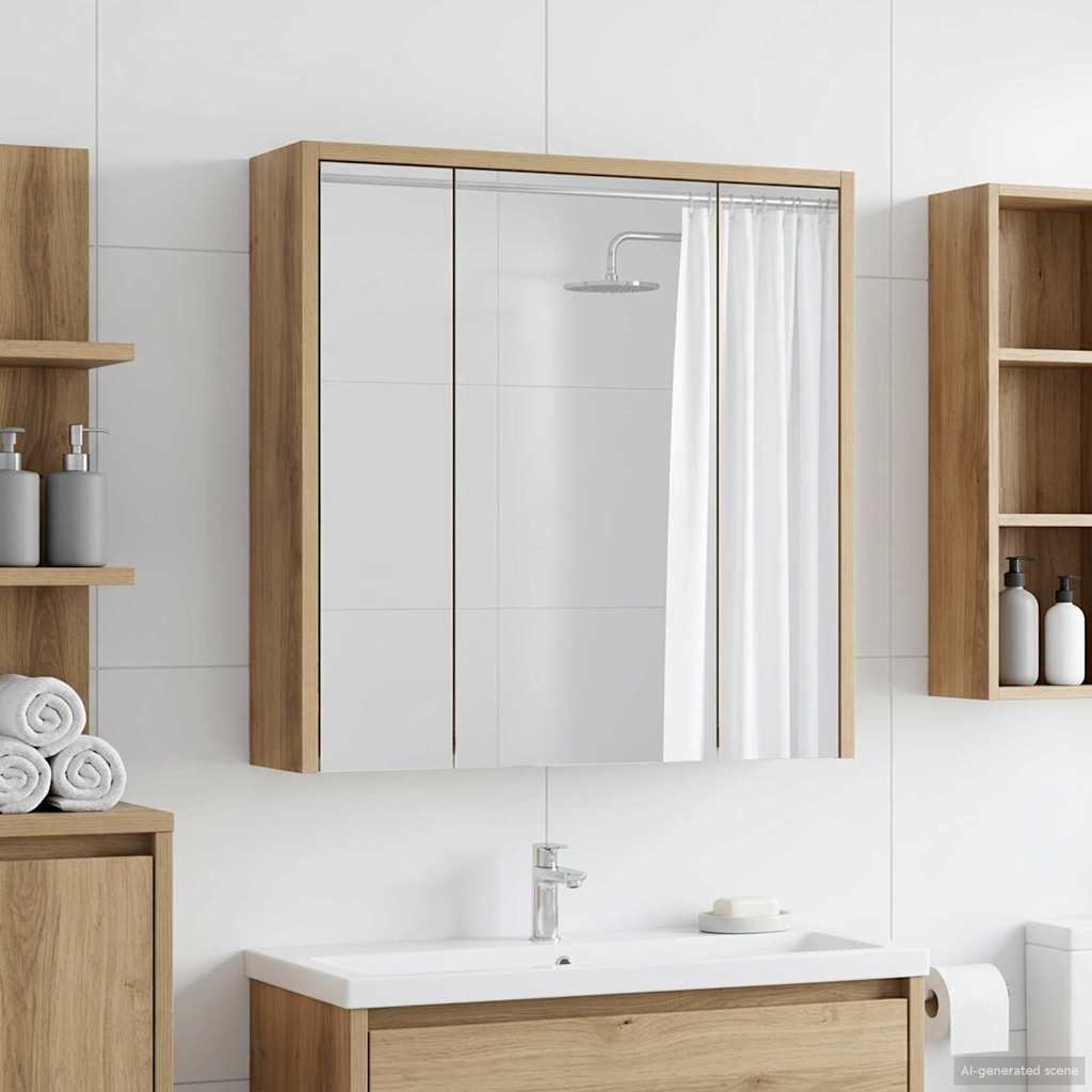vidaXL Bathroom Mirror Cabinet Artisian Oak 63.5 x 16 x 62.5 cm