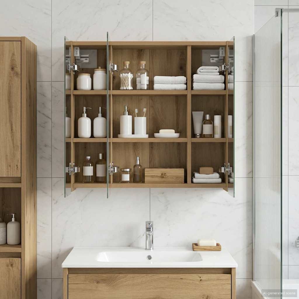 vidaXL Bathroom Mirror Cabinet Artisian Oak 63.5 x 16 x 62.5 cm