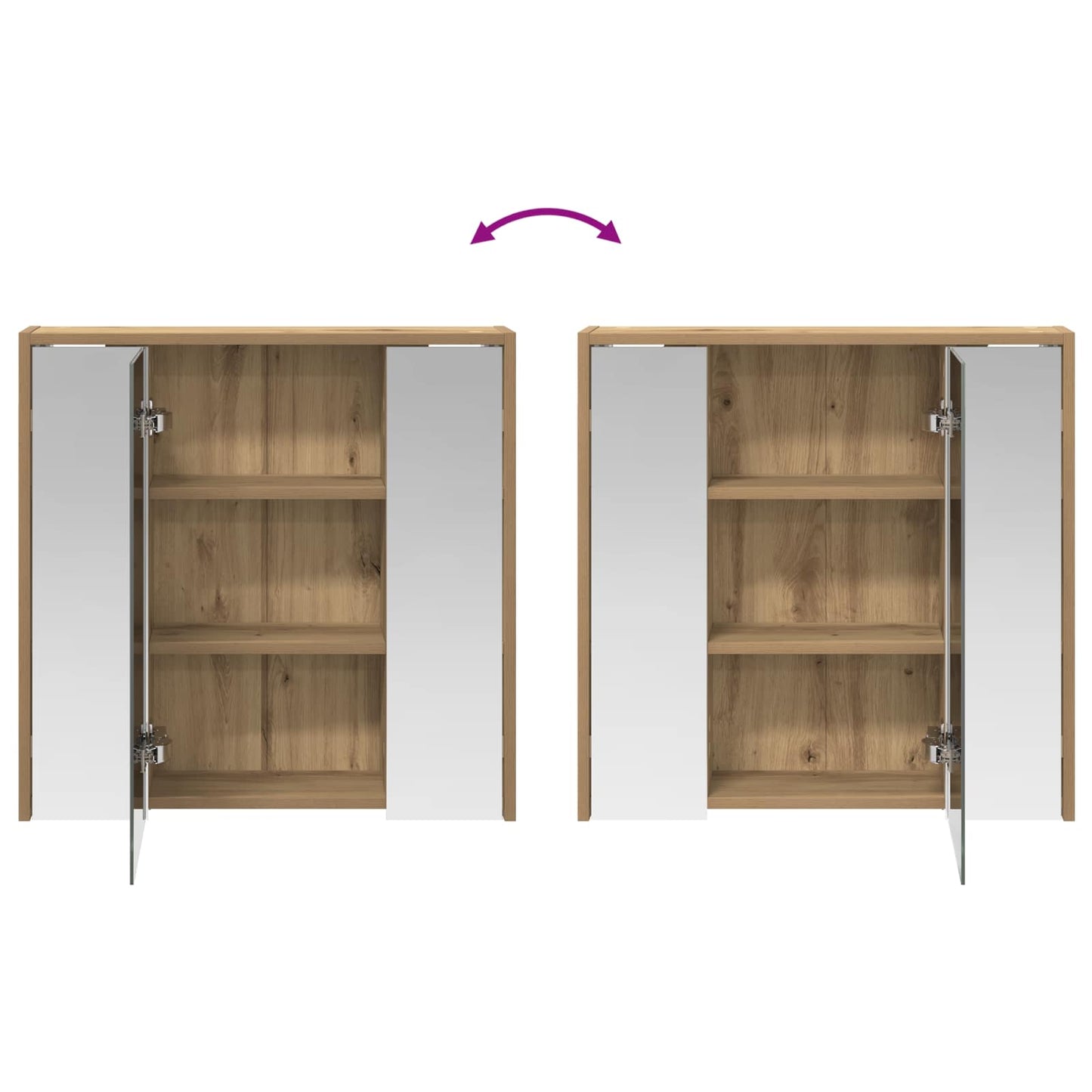vidaXL Bathroom Mirror Cabinet Artisian Oak 63.5 x 16 x 62.5 cm