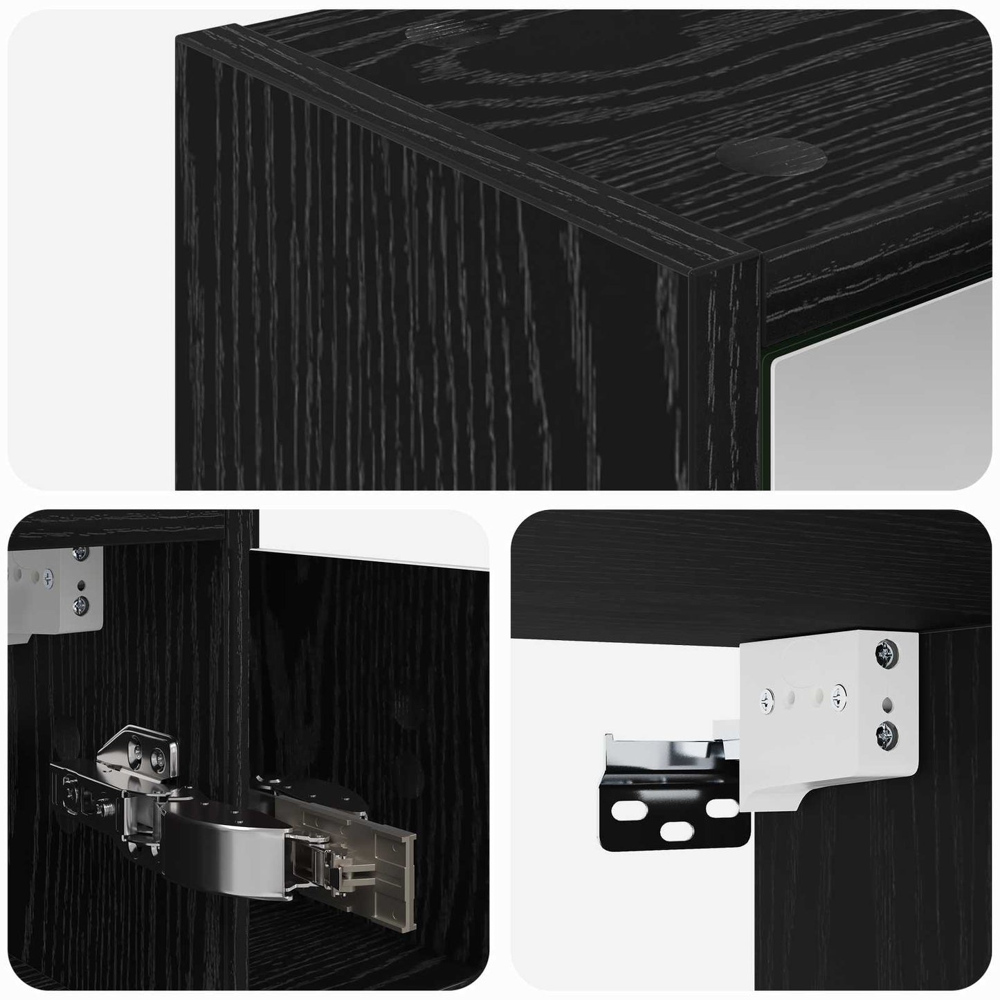 vidaXL Bathroom Mirror Cabinet Black Oak 63.5 x 16 x 62.5 cm