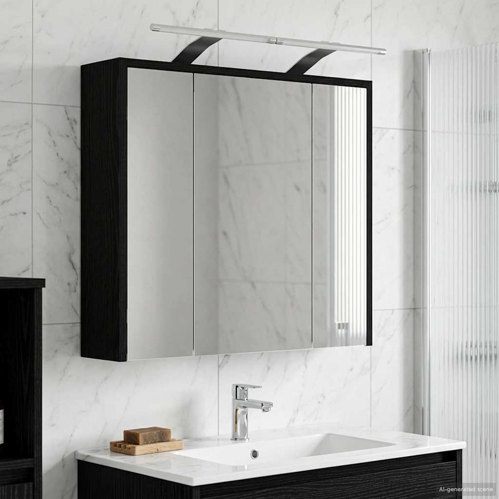 vidaXL Bathroom Mirror Cabinet Black Oak 63.5 x 16 x 62.5 cm