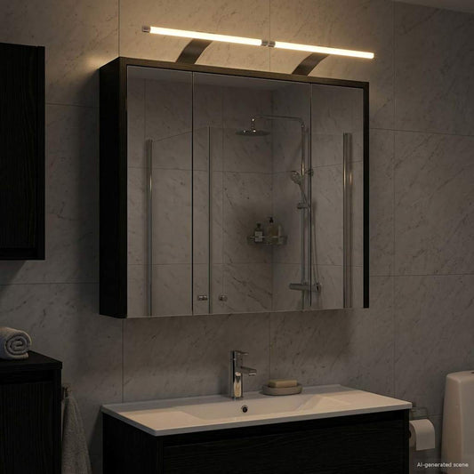 vidaXL Bathroom Mirror Cabinet Black Oak 63.5 x 16 x 62.5 cm