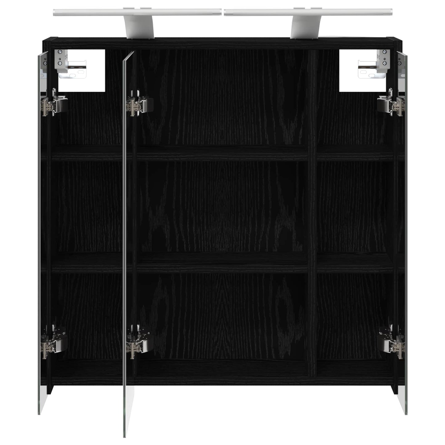 vidaXL Bathroom Mirror Cabinet Black Oak 63.5 x 16 x 62.5 cm