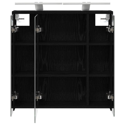 vidaXL Bathroom Mirror Cabinet Black Oak 63.5 x 16 x 62.5 cm
