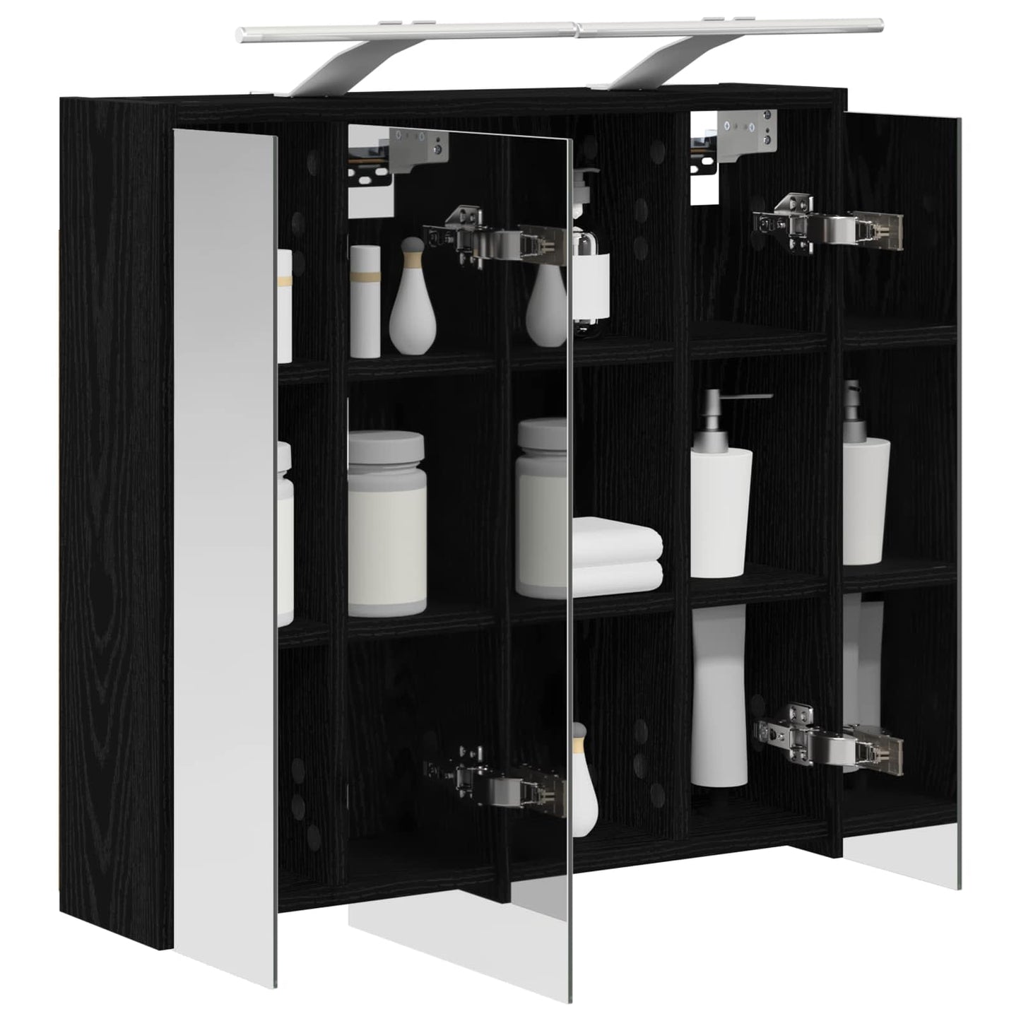 vidaXL Bathroom Mirror Cabinet Black Oak 63.5 x 16 x 62.5 cm