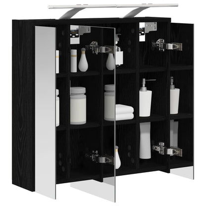 vidaXL Bathroom Mirror Cabinet Black Oak 63.5 x 16 x 62.5 cm
