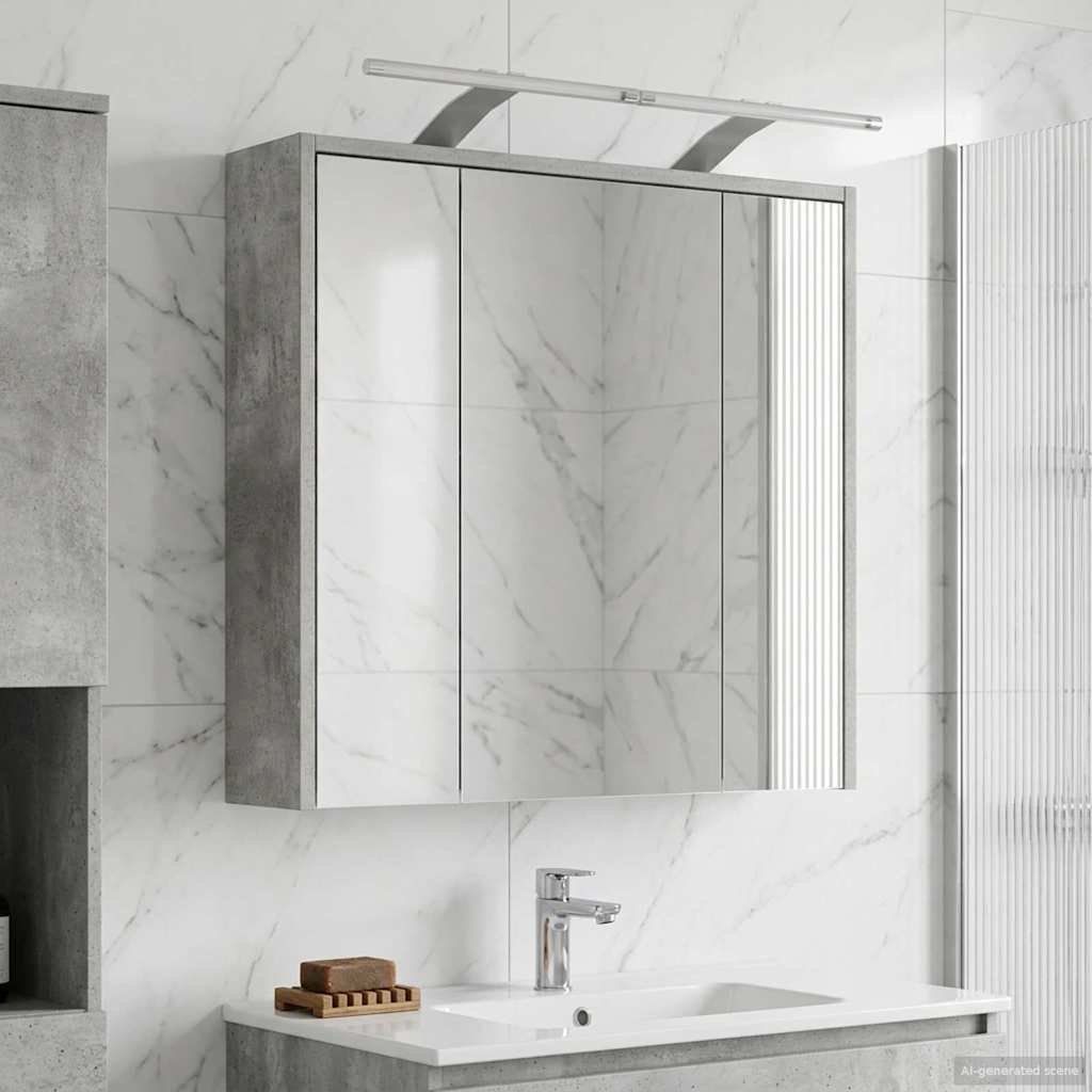 vidaXL Bathroom Mirror Cabinet Concrete Grey 63.5 x 16 x 62.5 cm