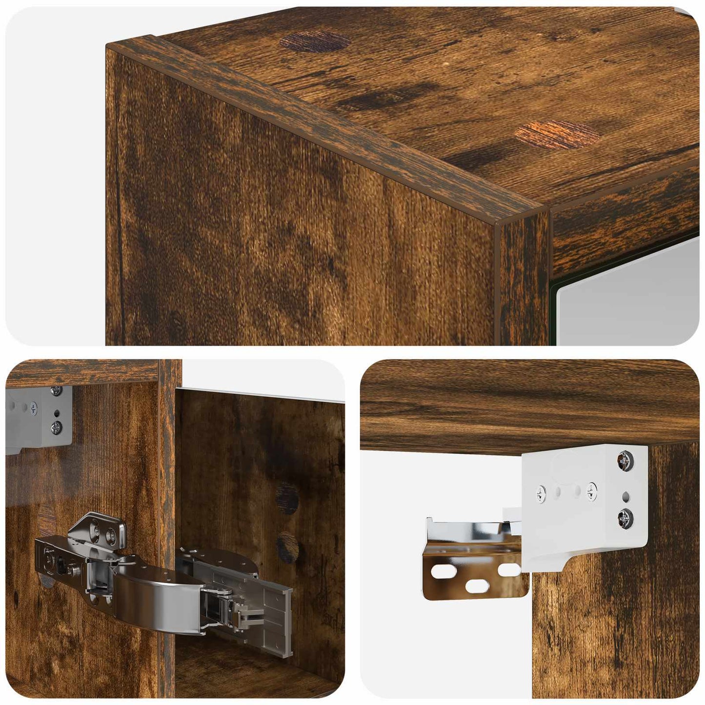 vidaXL Bathroom Mirror Cabinet Smoked Oak 63.5 x 16 x 62.5 cm