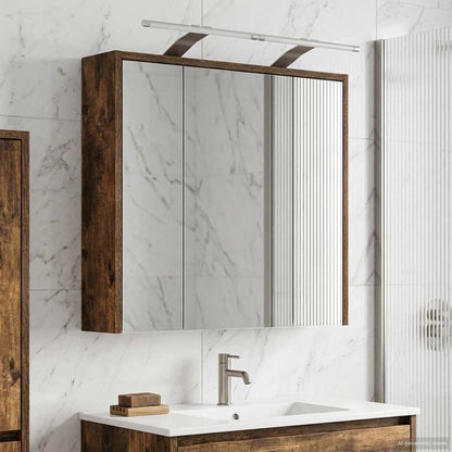 vidaXL Bathroom Mirror Cabinet Smoked Oak 63.5 x 16 x 62.5 cm