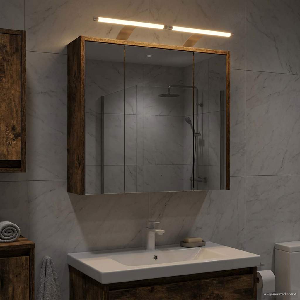vidaXL Bathroom Mirror Cabinet Smoked Oak 63.5 x 16 x 62.5 cm