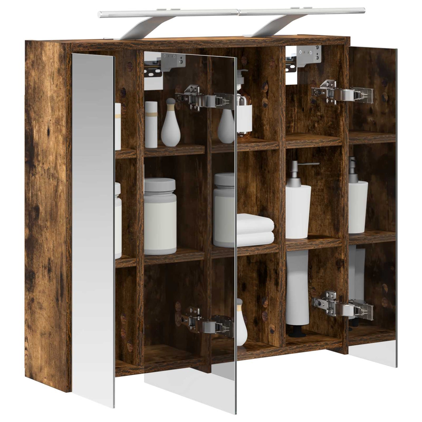 vidaXL Bathroom Mirror Cabinet Smoked Oak 63.5 x 16 x 62.5 cm