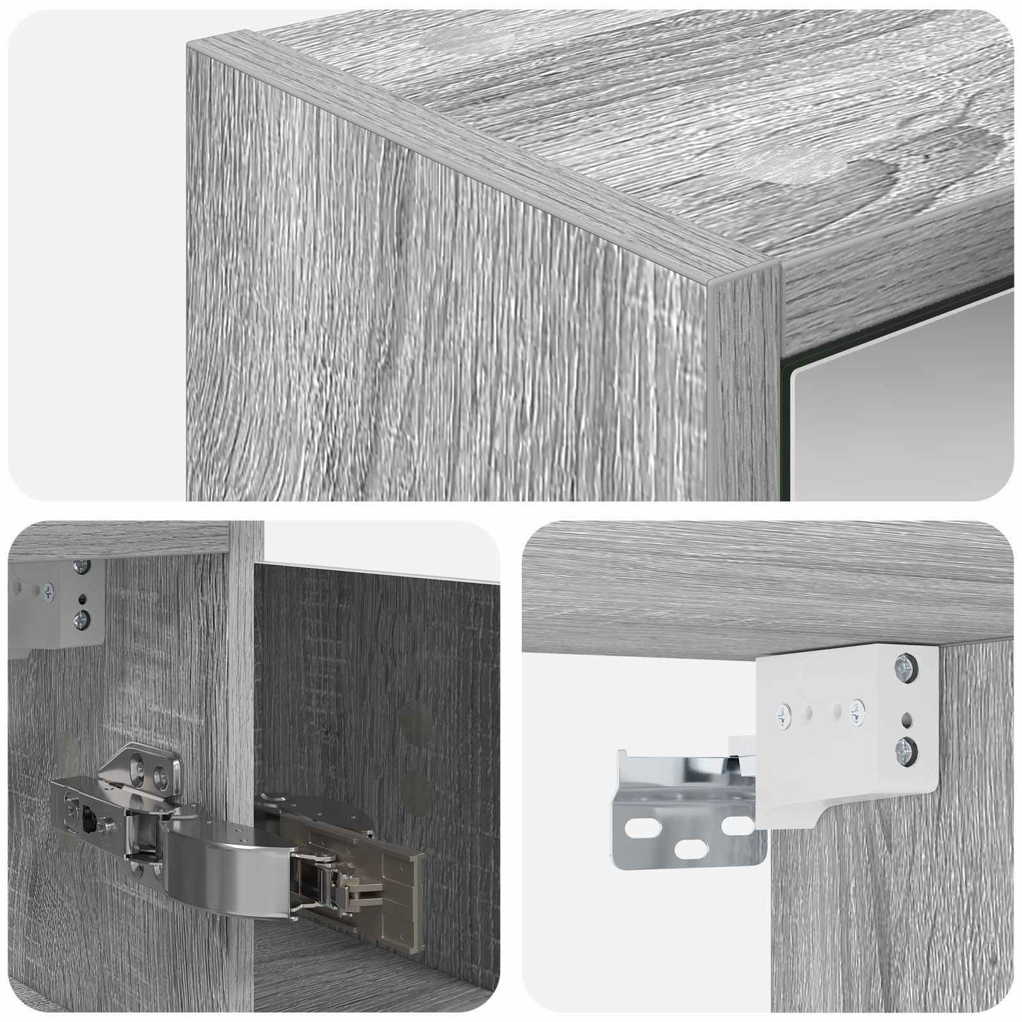 vidaXL Bathroom Mirror Cabinet Grey Sonoma 63.5 x 16 x 62.5 cm