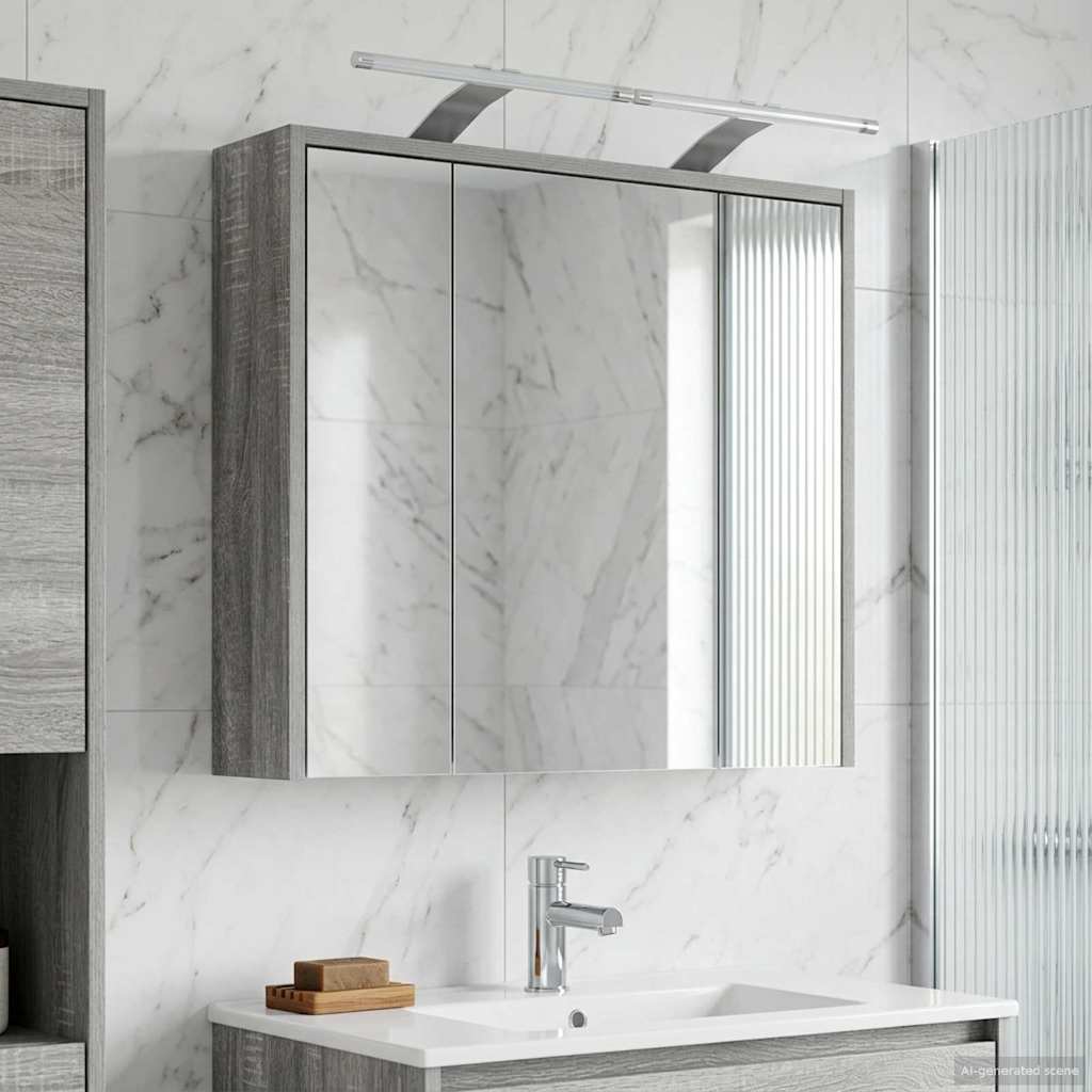 vidaXL Bathroom Mirror Cabinet Grey Sonoma 63.5 x 16 x 62.5 cm