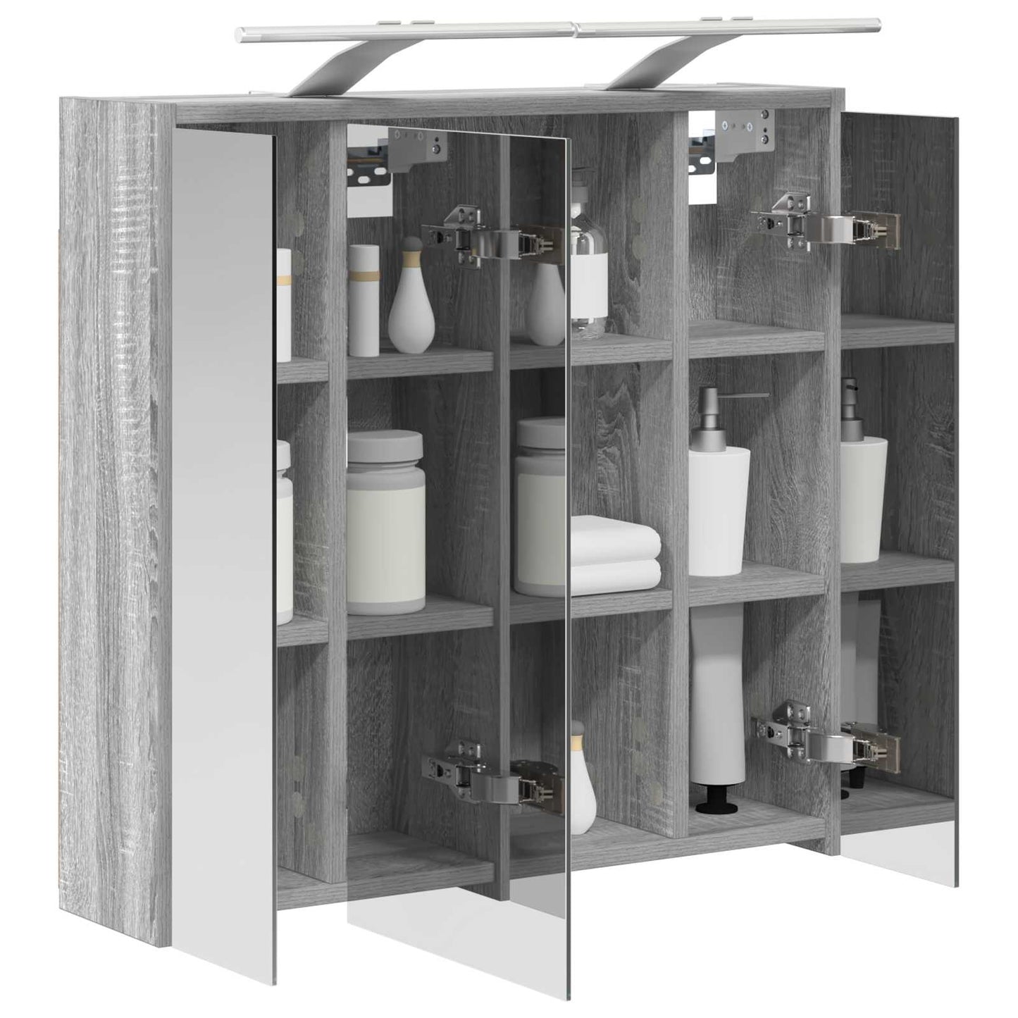 vidaXL Bathroom Mirror Cabinet Grey Sonoma 63.5 x 16 x 62.5 cm
