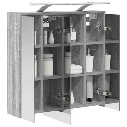 vidaXL Bathroom Mirror Cabinet Grey Sonoma 63.5 x 16 x 62.5 cm