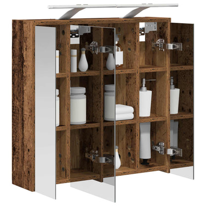 vidaXL Bathroom Mirror Cabinet Old Wood 63.5 x 16 x 62.5 cm