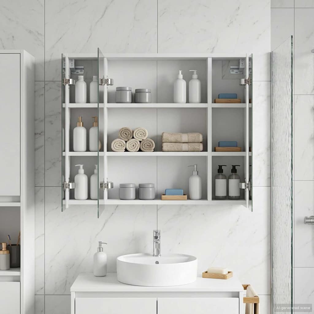 vidaXL Bathroom Mirror Cabinet White 73.5 x 16 x 62.5 cm