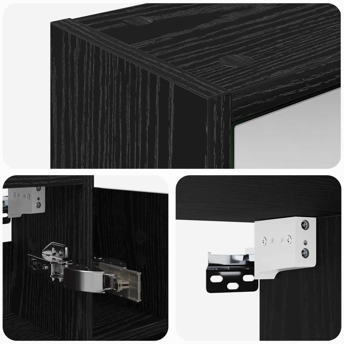 vidaXL Bathroom Mirror Cabinet Black Oak 73.5 x 16 x 62.5 cm