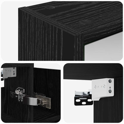 vidaXL Bathroom Mirror Cabinet Black Oak 73.5 x 16 x 62.5 cm