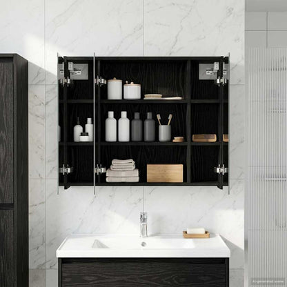 vidaXL Bathroom Mirror Cabinet Black Oak 73.5 x 16 x 62.5 cm