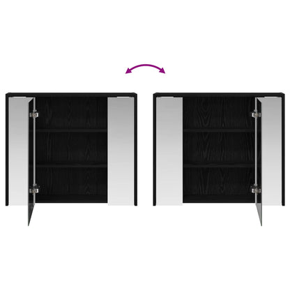 vidaXL Bathroom Mirror Cabinet Black Oak 73.5 x 16 x 62.5 cm