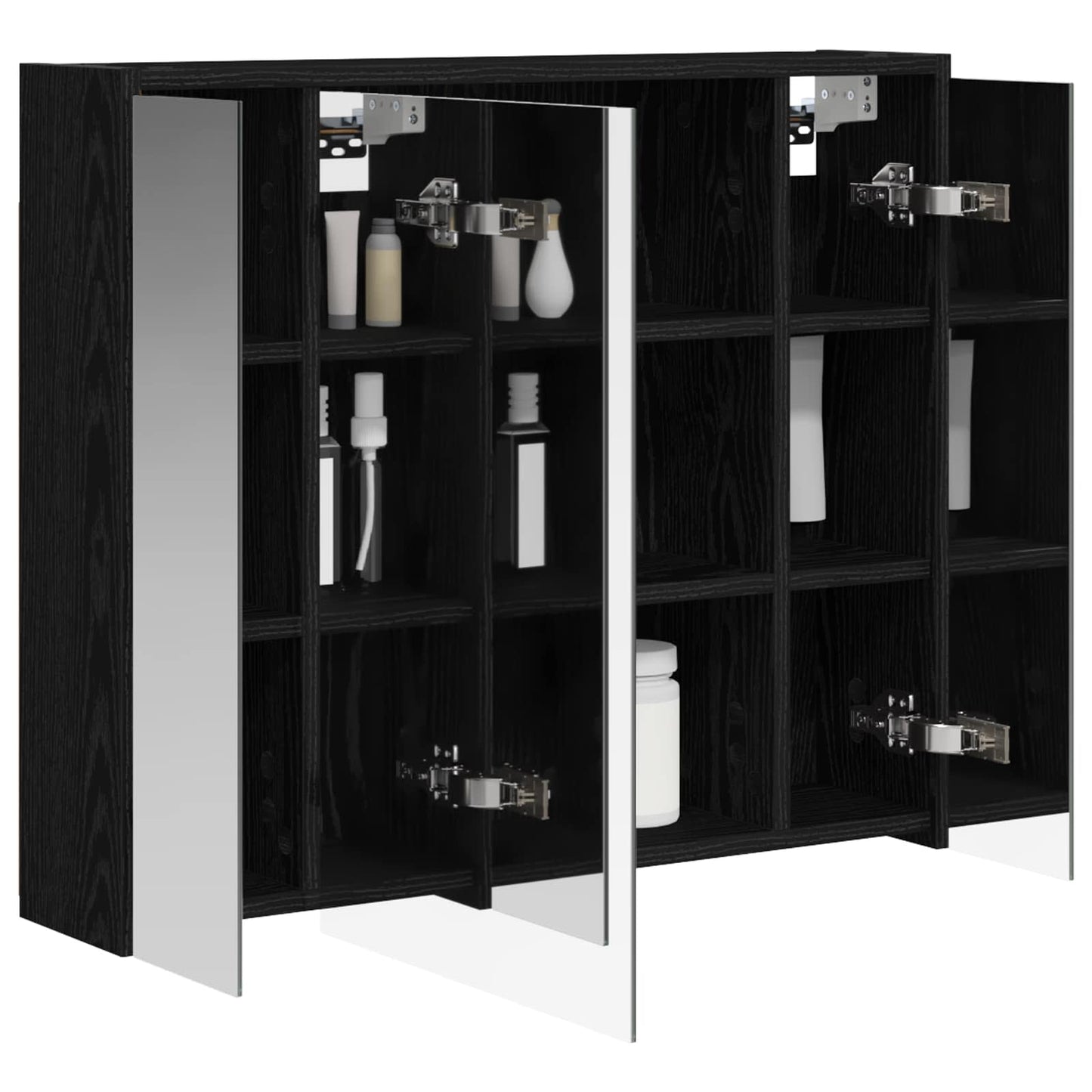 vidaXL Bathroom Mirror Cabinet Black Oak 73.5 x 16 x 62.5 cm