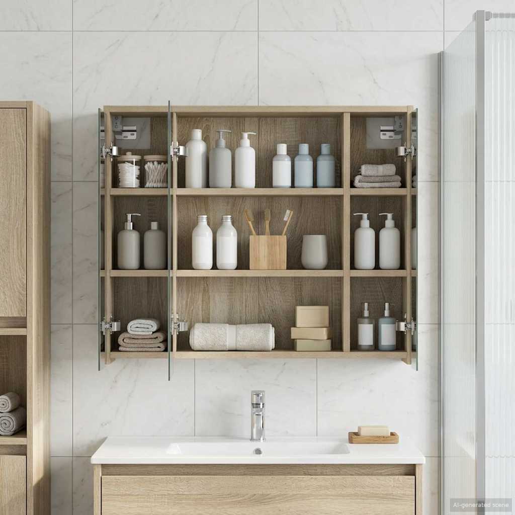 vidaXL Bathroom Mirror Cabinet Sonoma Oak 73.5 x 16 x 62.5 cm