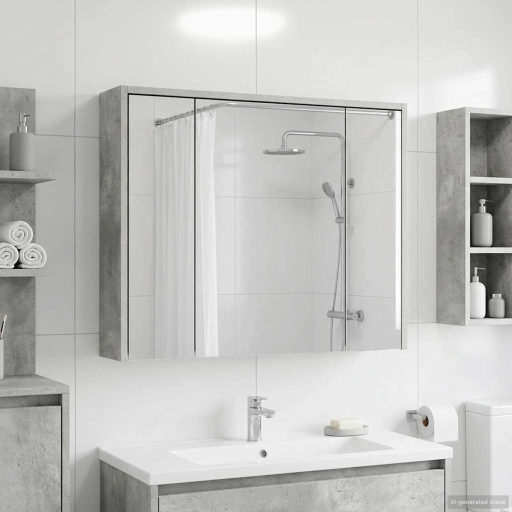 vidaXL Bathroom Mirror Cabinet Concrete Grey 73.5 x 16 x 62.5 cm