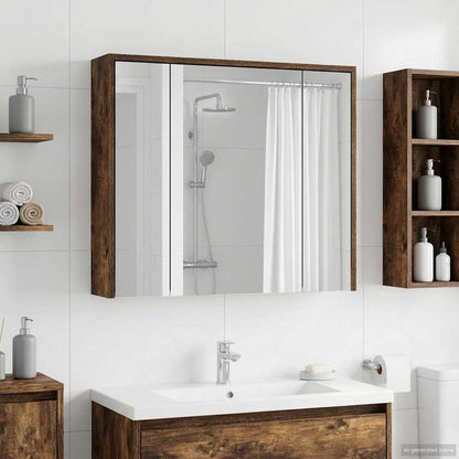 vidaXL Bathroom Mirror Cabinet Smoked Oak 73.5 x 16 x 62.5 cm
