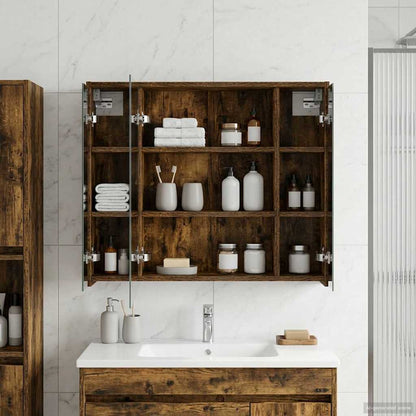 vidaXL Bathroom Mirror Cabinet Smoked Oak 73.5 x 16 x 62.5 cm