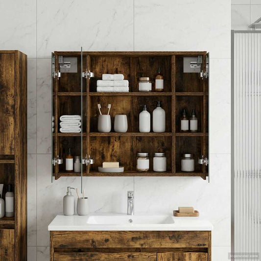 vidaXL Bathroom Mirror Cabinet Smoked Oak 73.5 x 16 x 62.5 cm