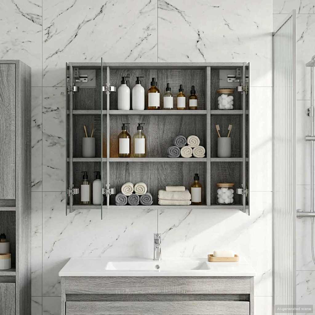 vidaXL Bathroom Mirror Cabinet Grey Sonoma 73.5 x 16 x 62.5 cm