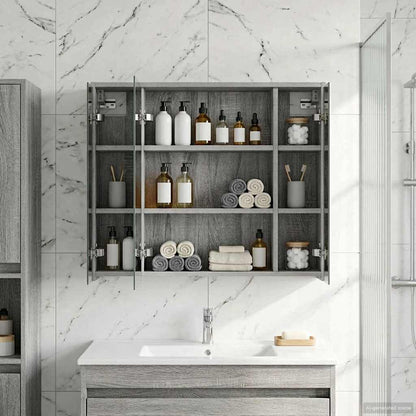 vidaXL Bathroom Mirror Cabinet Grey Sonoma 73.5 x 16 x 62.5 cm