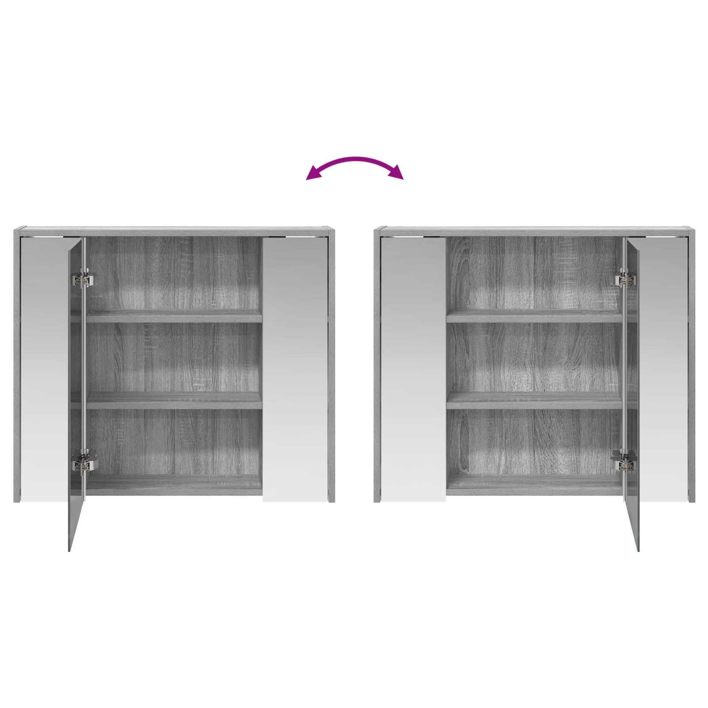 vidaXL Bathroom Mirror Cabinet Grey Sonoma 73.5 x 16 x 62.5 cm