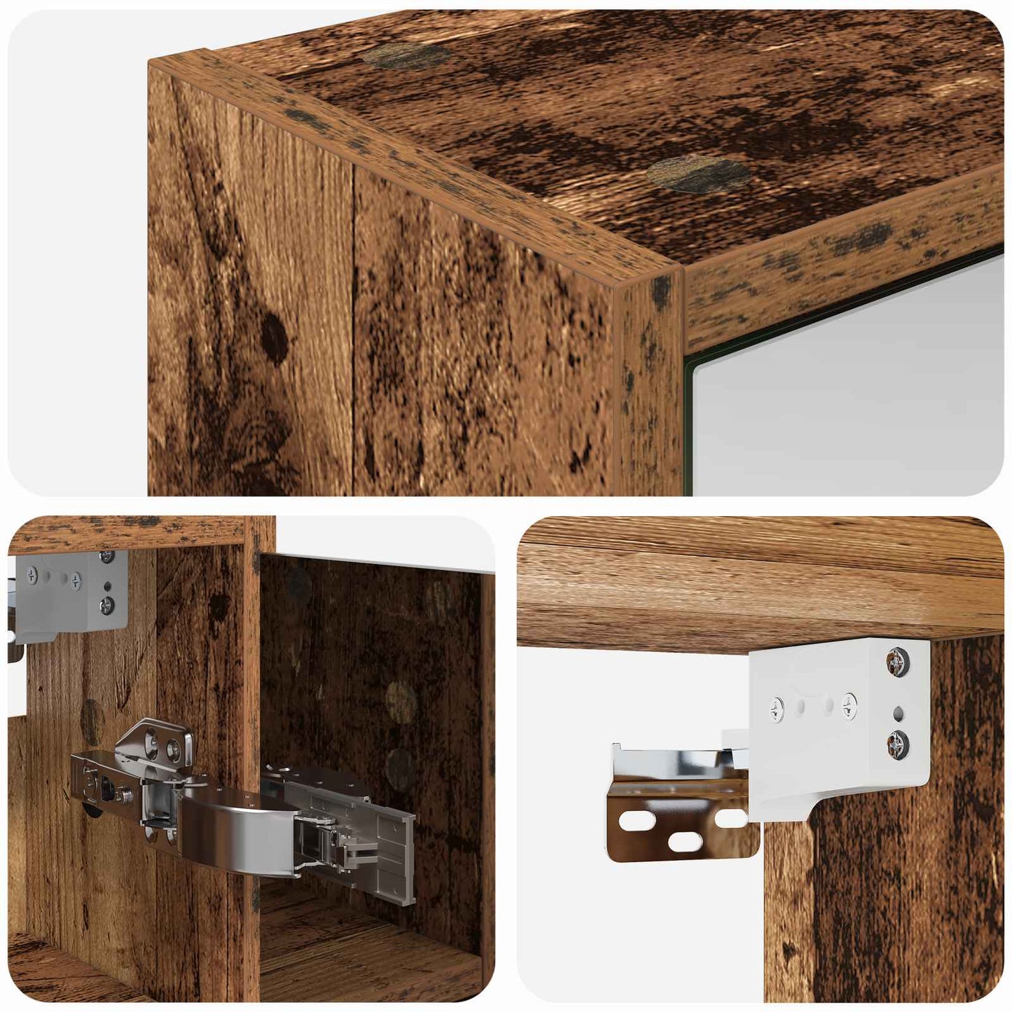 vidaXL Bathroom Mirror Cabinet Old Wood 73.5 x 16 x 62.5 cm