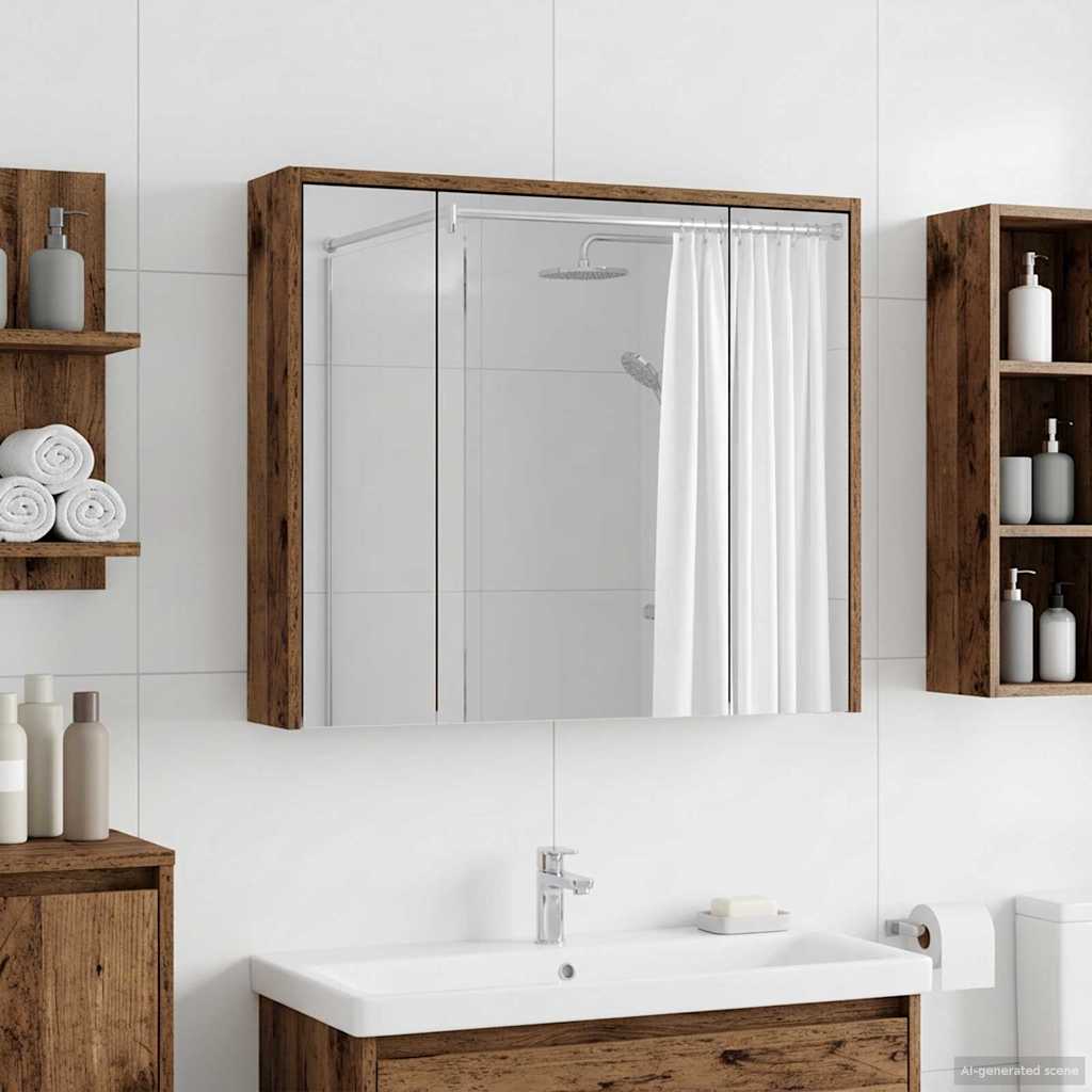 vidaXL Bathroom Mirror Cabinet Old Wood 73.5 x 16 x 62.5 cm