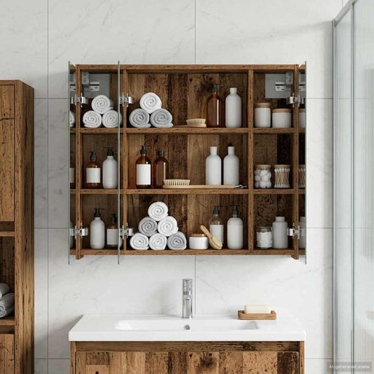vidaXL Bathroom Mirror Cabinet Old Wood 73.5 x 16 x 62.5 cm