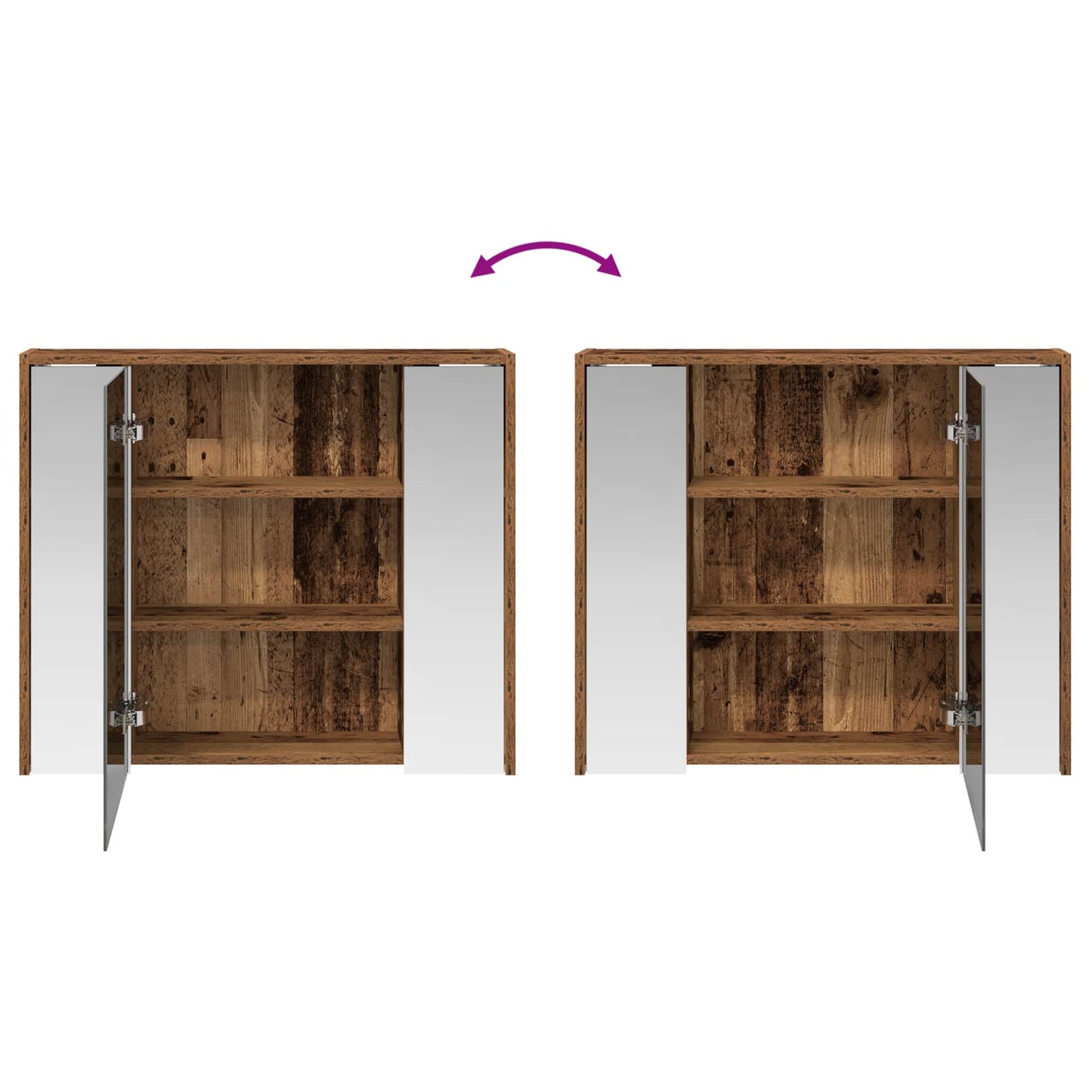 vidaXL Bathroom Mirror Cabinet Old Wood 73.5 x 16 x 62.5 cm