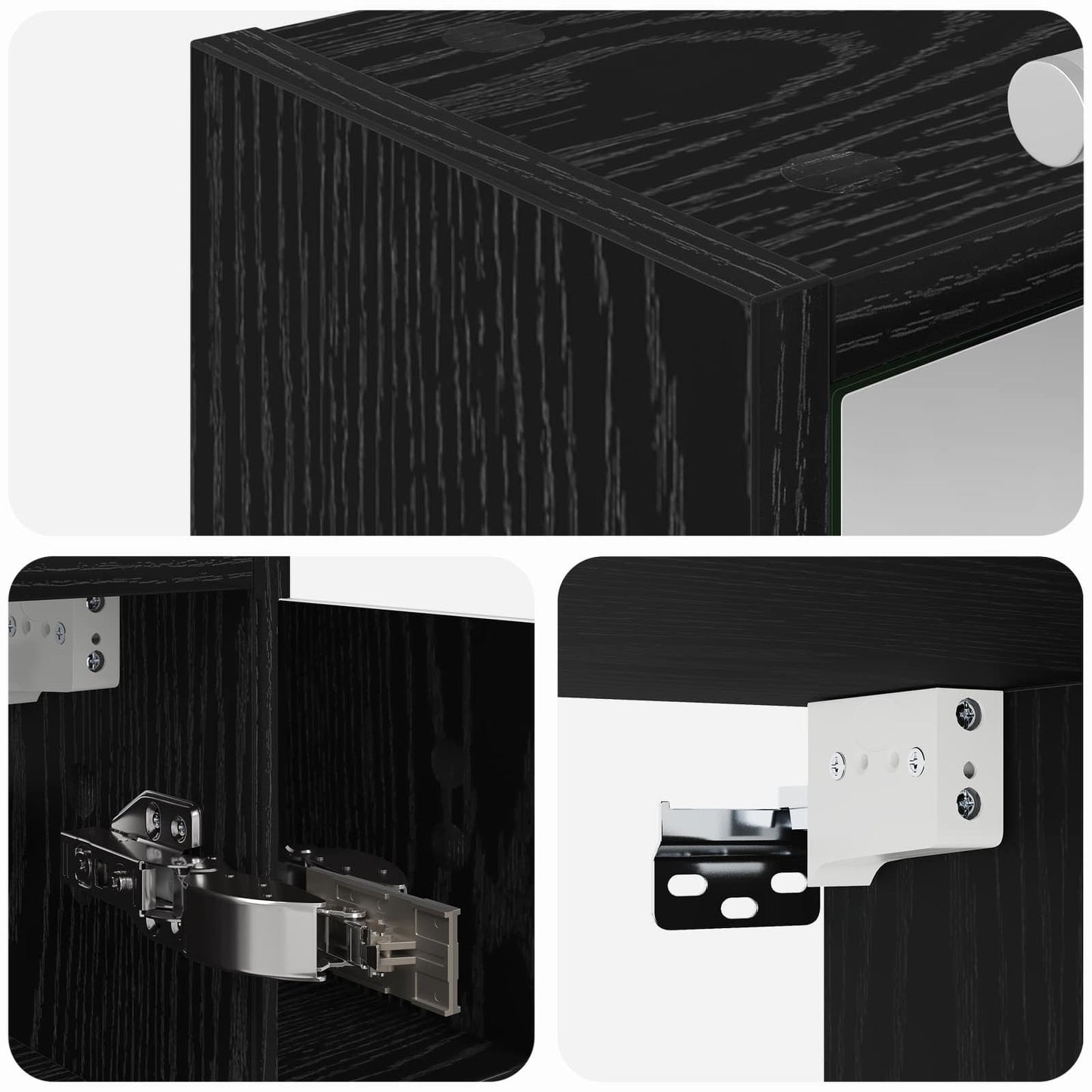vidaXL Bathroom Mirror Cabinet Black Oak 73.5 x 16 x 62.5 cm