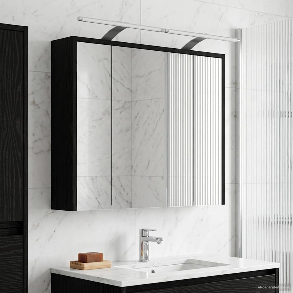 vidaXL Bathroom Mirror Cabinet Black Oak 73.5 x 16 x 62.5 cm