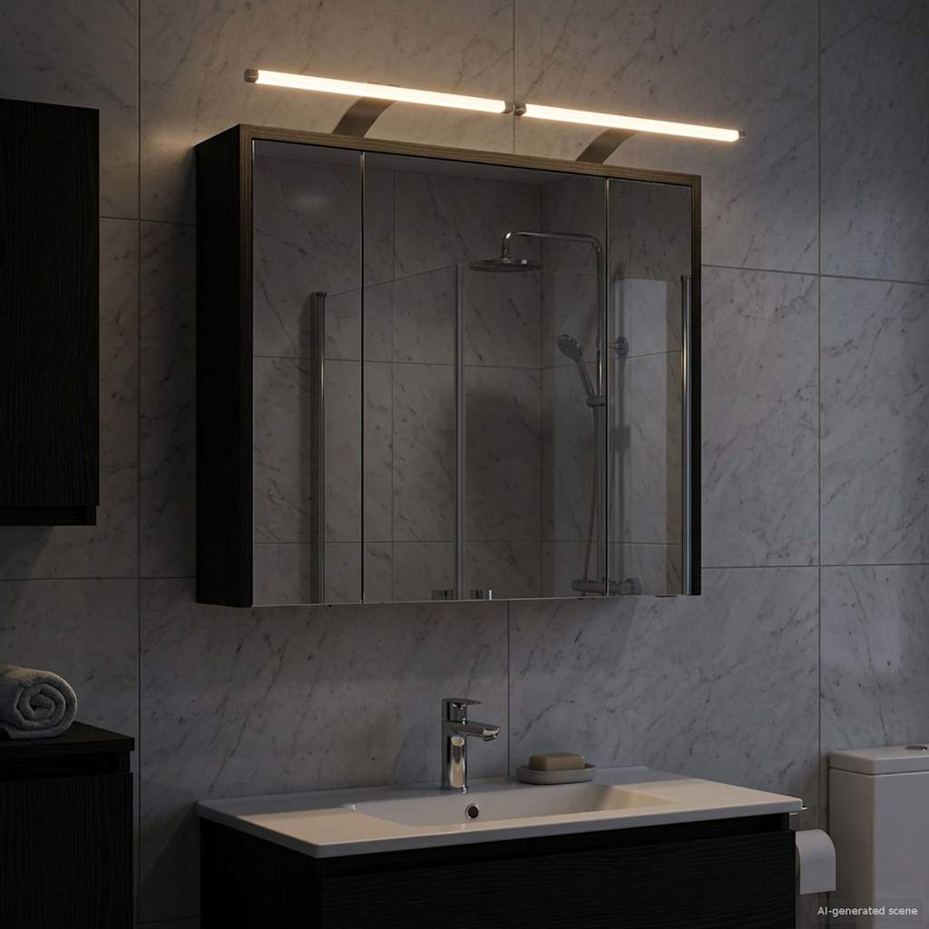 vidaXL Bathroom Mirror Cabinet Black Oak 73.5 x 16 x 62.5 cm