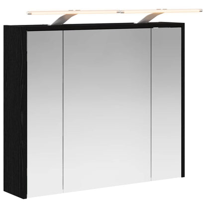 vidaXL Bathroom Mirror Cabinet Black Oak 73.5 x 16 x 62.5 cm
