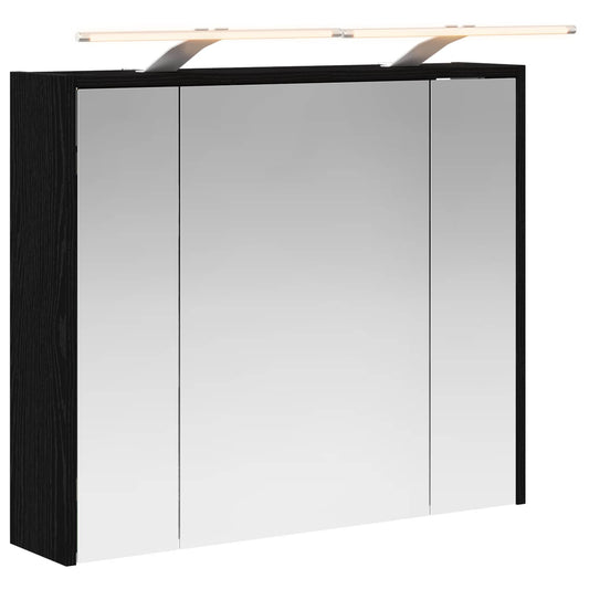 vidaXL Bathroom Mirror Cabinet Black Oak 73.5 x 16 x 62.5 cm