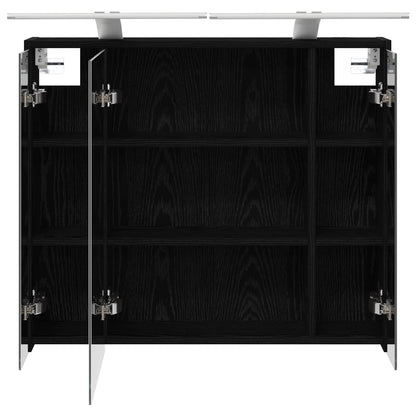 vidaXL Bathroom Mirror Cabinet Black Oak 73.5 x 16 x 62.5 cm