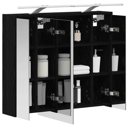 vidaXL Bathroom Mirror Cabinet Black Oak 73.5 x 16 x 62.5 cm